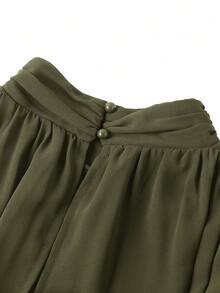 SHEIN Clasi 浪漫荷葉袖洋裝，適合約會穿著 - 軍綠色 - 查看 5