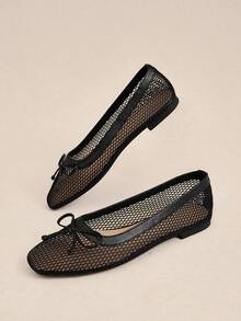 Rosivie Women Flats Spring And Summer New Models, Square Toe Design, Comfortable And Simple Vacation, Women's Flat Bottom, Essential For Commuting, Casual And Versatile - Black - View 7
