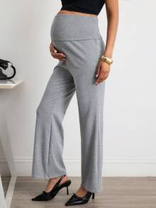 MaterniWear Maternity Casual Adjustable Waist Solid Color Flare Pants Coming Home Spring Coming Home Loungewear Fall - Grey - View 5