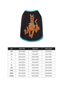 SCOOBY-DOO X SHEIN 1 Piece Of Cartoon Pattern Printed Pet Vest, Cat Clothes, Dog Clothes, Size XXS-XXXXL, Extra Small, Extra Large, - Black - View 8