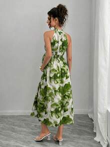 Momance Maternity Sleeveless Printed Dress - Army Green - View 2