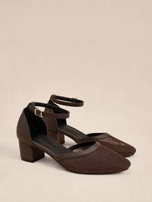 Rosivie Women Spring And Summer New Models, Small Square Toe Design Pumps, Comfortable And Simple Vacation, Women's Thick Heels, Essential For Commuting, Casual And Versatile - Coffee Brown - View 4