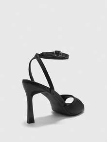 CUCCOO BIZCHIC Simple Round Toe With Stiletto Sandals, High Heels For Workplace Commuting Temperament Summer - List One Black - View 5