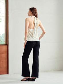 MOTF PREMIUM TOP DE HALTER PARA MUJER CON ESTAMPADO DE LUNAR Y HEBILLA METÁLICA PRIMAVERA/VERANO - Albaricoque - Ver 6