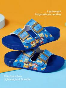 SHEIN | PAW Patrol 卡通海軍藍兒童拖鞋，透氣快乾，輕量耐用EVA材質，適合男孩室內外穿著，浴室、遊樂場、游泳池、海灘、淋浴拖鞋涼鞋 - 寶藍色 - 查看 2