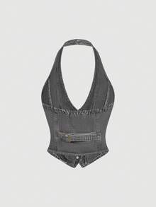 Sweetra Intellektueller und eleganter Damen Jeans-Outfit - Grau - Übersicht 5