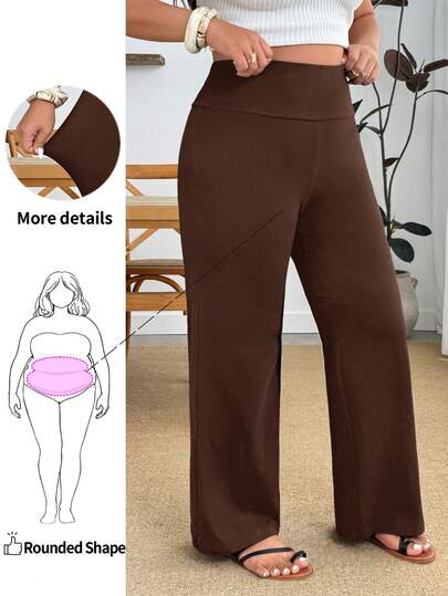 Enliva Plus Size Wide Waistband Flare Leg Pants