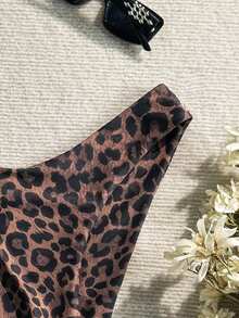 Swim Basics Leopard Print Fashion Triangle Bikini Bottom - Multicolor - View 3