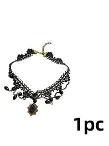 Joivida 1/2 chiếc vòng cổ tua rua hình giọt nước bằng ren – Vòng cổ choker ren cao cấp dành cho nữ của Niche Luxury - màu đen - Xem 15