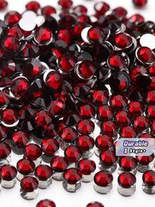 2000pcs 3-6mm Dark Red Flat Back Resin Rhinestones, Round Jelly Gemstones For DIY Accessories, Shoes, Clothes, Cosmetics, Bags, And Decoration - Crimson - View 1