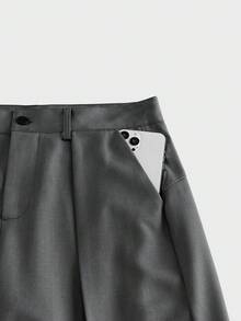 AXEPEAK Men's Solid Color Pleated Wide Leg Loose Casual Pants - Grey - View 6