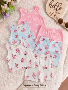 Cozy Pixies Bộ 3 món cho bé gái, họa tiết hoa nhí nhiều màu sắc, chất liệu mềm mại, thích hợp mặc hàng ngày, đi nghỉ mát, cắm trại, chụp ảnh, hoặc mặc đôi cho chị em gái và mẹ con. - Nhiều màu - Xem 7