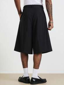 TOKVUE Quần short nam ống rộng xếp ly, quần short cạp cao dáng rộng thoải mái, quần short kẻ sọc cổ điển, quần short mùa hè. - Màu Xám nhạt - Xem 2