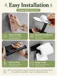 6-Piece Set Of Non-Drilling Bathroom Hardware Accessories Set-Towel Rack, Towel Ring, Toilet Paper Holder, Bathrobe Hook, Wall-Mounted - Multicolor - View 6