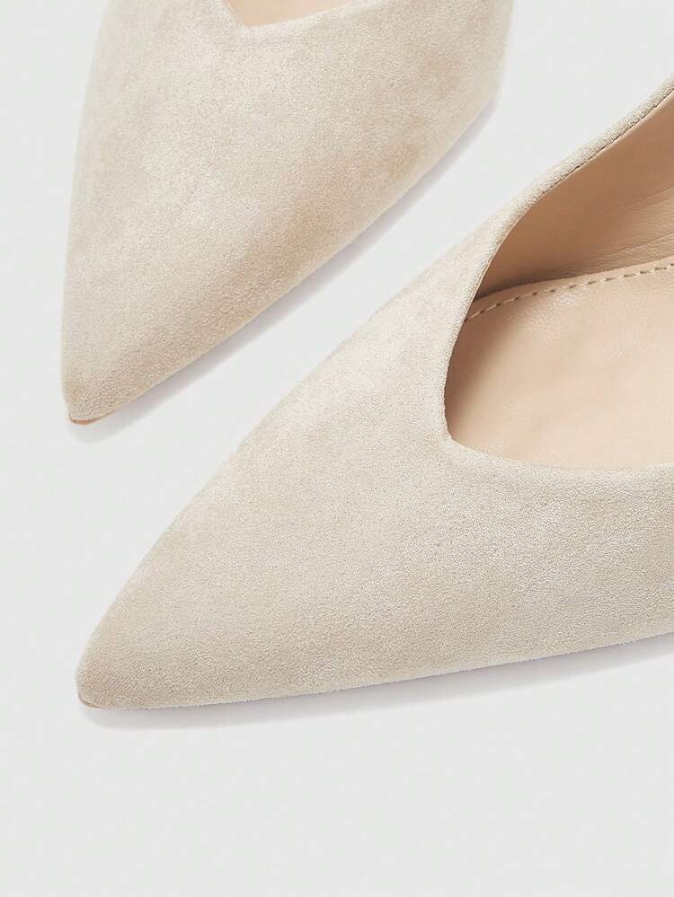 CUCCOO BIZCHIC Women Shoes Workplace Fashion Versatile Premium Beige Suede Pointed Thin Heel High Heel Single Shoes