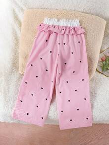 Celana Kasual Pink untuk Anak Perempuan, Cocok untuk Musim Semi & Musim Panas, Dilengkapi dengan Hiasan Renda di Pinggang dan Detail Rumbai di Bagian Bawah, Manis dan Elegan - Berwarna merah muda - View 2