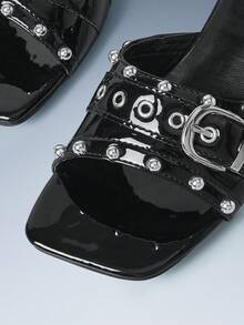 CUCCOO GRLICON Tacones altos con hebillas de pinchos para mujer - Negro - Ver 4