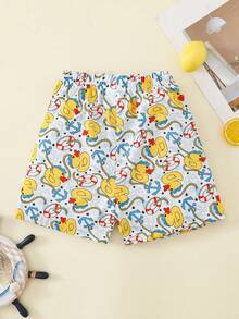 SHEIN Maillots de bain courts imprimés canards pour jeunes garçons, shorts de plage d'été, maillots de bain pour enfants, convient pour les jeux aquatiques, les vacances, les voyages et les loisirs - Multicolore - Voir 5