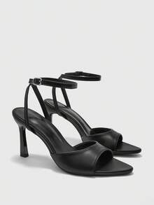 CUCCOO BIZCHIC Simple Round Toe With Stiletto Sandals, High Heels For Workplace Commuting Temperament Summer - List One Black - View 7