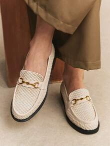 Rosivie Talons hauts à décoration métallique à la mode pour un port quotidien pour femmes - Beige - Voir 5