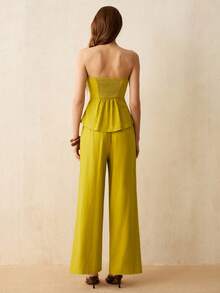 CielaLinda Women's Linen Sleeveless Top And Long Pants 2 Pieces Casual Set - Mustard Yellow - View 2