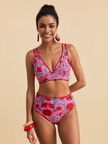 Travachic Women'S Summer Beach Vacation Floral Print Bikini Set Bathing Suits For Women Swimsuits For Woman - Multicolor - View 4