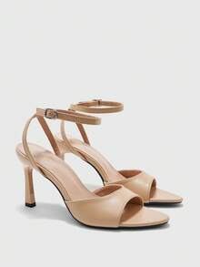 CUCCOO BIZCHIC Simple Round Toe With Stiletto Sandals, High Heels For Workplace Commuting Temperament Summer - List one apricot color - View 8