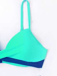 Swim Lushoire Bộ bikini dây mảnh màu tương phản dành cho nữ, kỳ nghỉ hè ở bãi biển - Nhiều màu - Xem 5