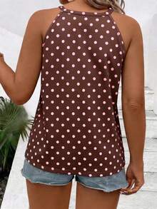 EMERY ROSE New Arrival Plus Size Vintage Style Women Casual Basic Halter Neck Polka Dot Print Loose Fit Tank Top - Multicolor - View 2