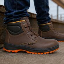 Bota de Trabajo Pleg Working En Piel Genuina Con Casco De Acero - cafe - Ver 8