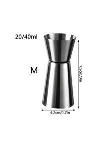 1 pieza Jigger de acero inoxidable grueso de doble medida, taza de medición, taza de onzas para uso en bar, taza de medición de doble extremo, vaso para cócteles, para bartender, herramienta de cocina perfecta para fiestas, con múltiples opciones de capacidad disponibles - Plateado - Ver 9
