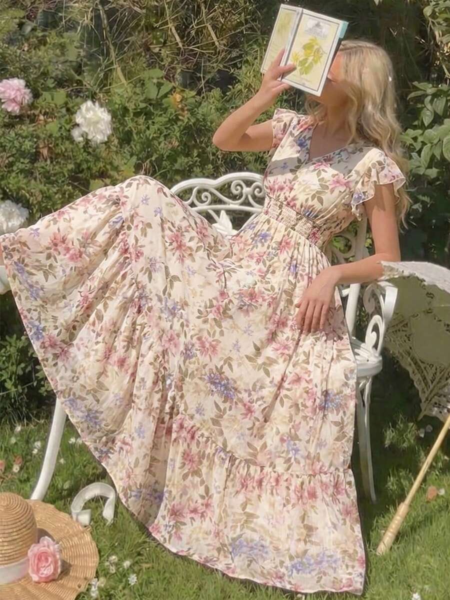 Amorya 女士碎花短袖连衣裙