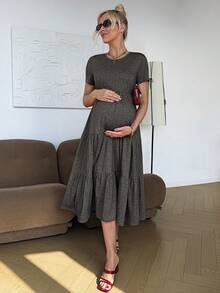 SHEIN 孕婦休閒短袖圓領洋裝 - 深灰色 - 查看 11