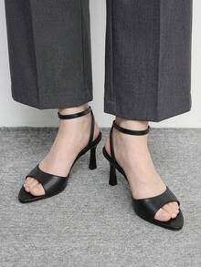 CUCCOO BIZCHIC Simple Round Toe With Stiletto Sandals, High Heels For Workplace Commuting Temperament Summer - List One Black - View 2
