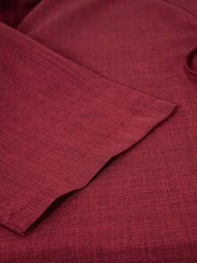 EMERY ROSE Conjunto de 2 piezas de talla grande para mujer, con top con nudo delantero y pantalones de pierna ancha, para primavera/otoño, casual, vacaciones y uso diario, en unicolor - Color caoba - Ver 7