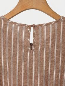 SHEIN Clasi 女士条纹褶皱吊带背心和阔腿裤休闲两件套 - 粉色 - 查看 5