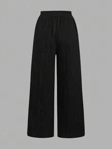 SHEIN Essnce Set Celana Panjang Wanita Kasual 3 Potong dengan Ikat Pinggang dan Kantong, Model Lurus, Cocok untuk Musim Panas - MultiWarna - View 6