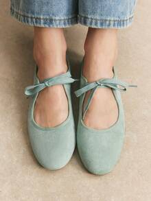 Rosivie Women's Casual Versatile Commuting Simple Lace-Up Flats Valentine's Day - ice blue - View 6