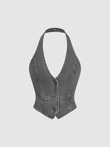 Sweetra Intellektueller und eleganter Damen Jeans-Outfit - Grau - Übersicht 3