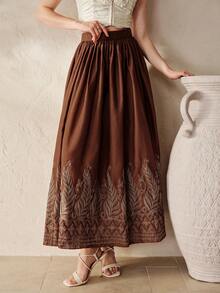 BELROSIE Vintage Elegant Women's Romantic Luxury High-End Design Positioning Silver Thread Embroidery Super Large Hem Long Skirt - Multicolor - View 1