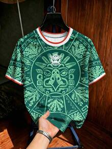 Aesthetic Post Men's Printed Round Neck Short Sleeve Casual Fitness Workout T-Shirt, Gym - Multicolor - View 1