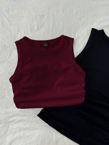 Tseoso 2件套 女士休闲简约圆领紧身吊带背心，适合夏季穿着 - 彩色 - 查看 7