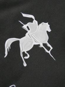 STYNVO 男士休閒時尚街頭日常通勤字母印花對比色短袖 Polo 衫，夏季 - 灰色 - 查看 4