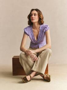 Rosivie Ladies Vintage Rivet Suede Mary Jane Flats - Camel - View 2