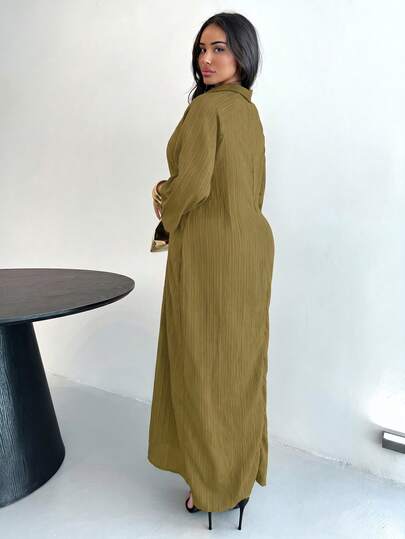 Shopreo SOLERSUN Women's Fashionable V Neck Loose Batwing Sleeve Without Belt Dress For Holiday Maxi Women Outfit Elegant