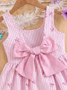 Emery Rose Kids Emery Rose Kids Váy hai dây dệt kẻ sọc thường ngày cho bé gái - Hồng - Xem 3