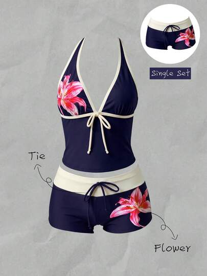 Elavelle Women's Bowknot Printed Swimsuit Bottom, Spring/Summer