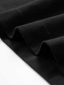 Manfinity Dauomo Camiseta básica de manga corta con estampado de moda para hombres - Negro - Ver 3