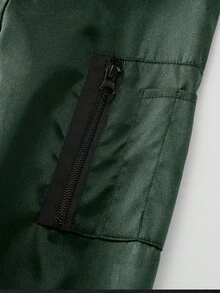 Manfinity Homme Chaqueta casual y versátil con cremallera y bolsillo de manga larga para hombre - Verde militar - Ver 7