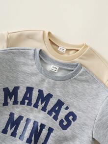 Bộ 4 món áo nỉ dài tay in chữ dễ thương và quần cạp chun cho bé trai/bé gái, quần áo trẻ em unisex, mùa thu - Nhiều màu - Xem 3